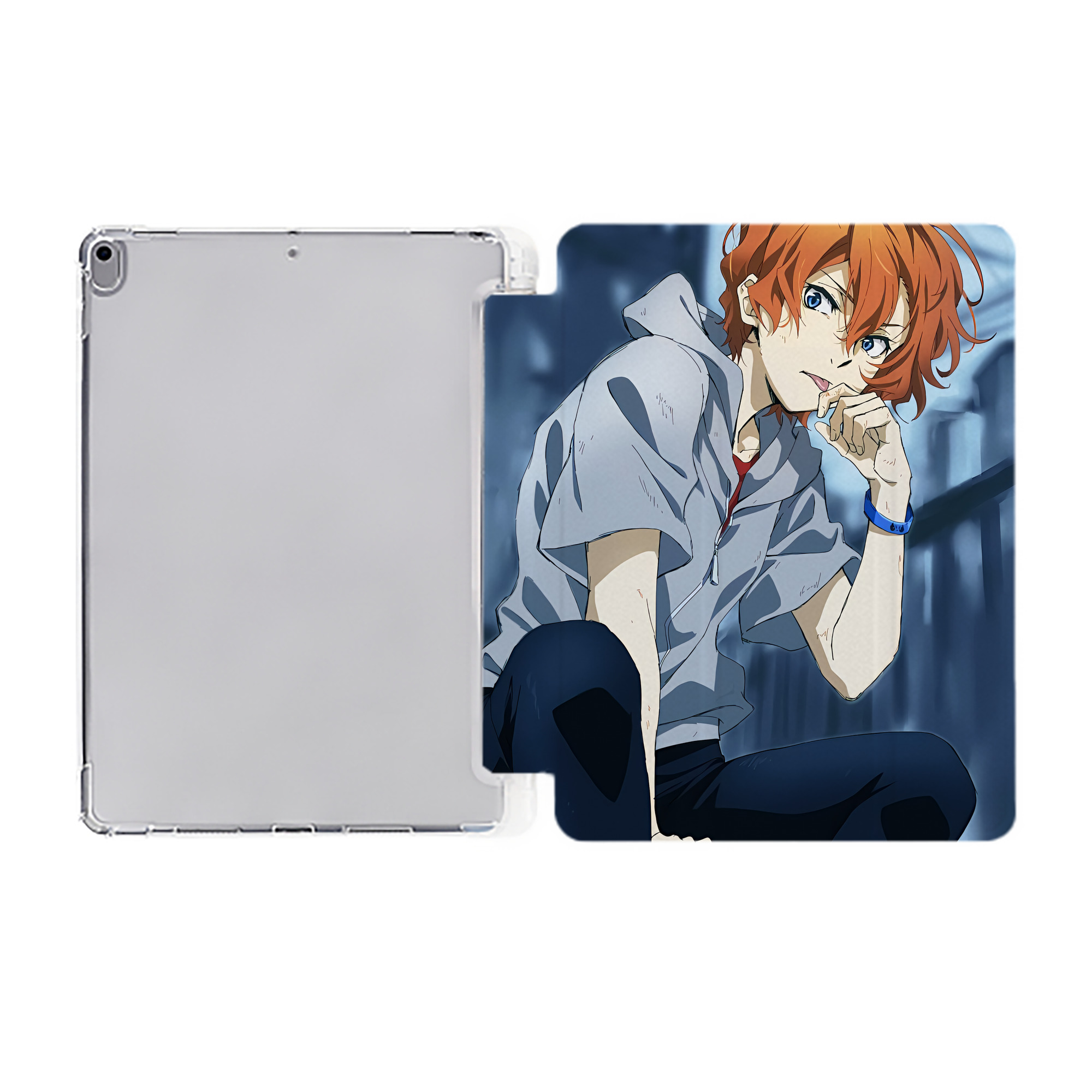 （画像用） 文豪ストレイドッグス Bungo Stray Dogs IPad ケース ペン収納付き 三つ折りスタンド PUレザー×シリコン 対応機種9.5/10.5/10.9インチ